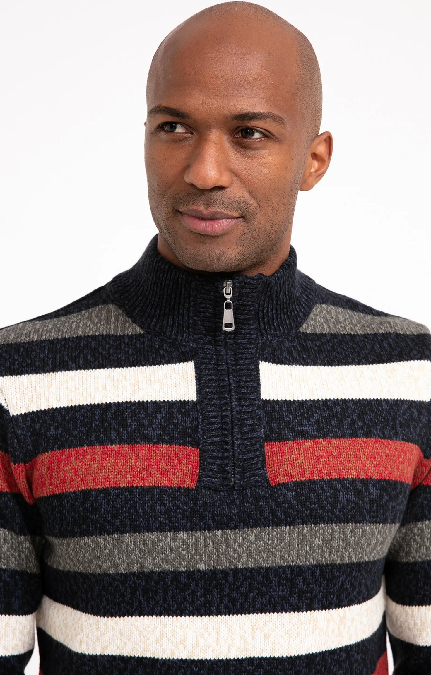 Pull col montant rayé all over -