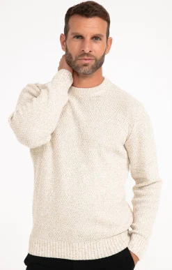 Pull col rond ecru -