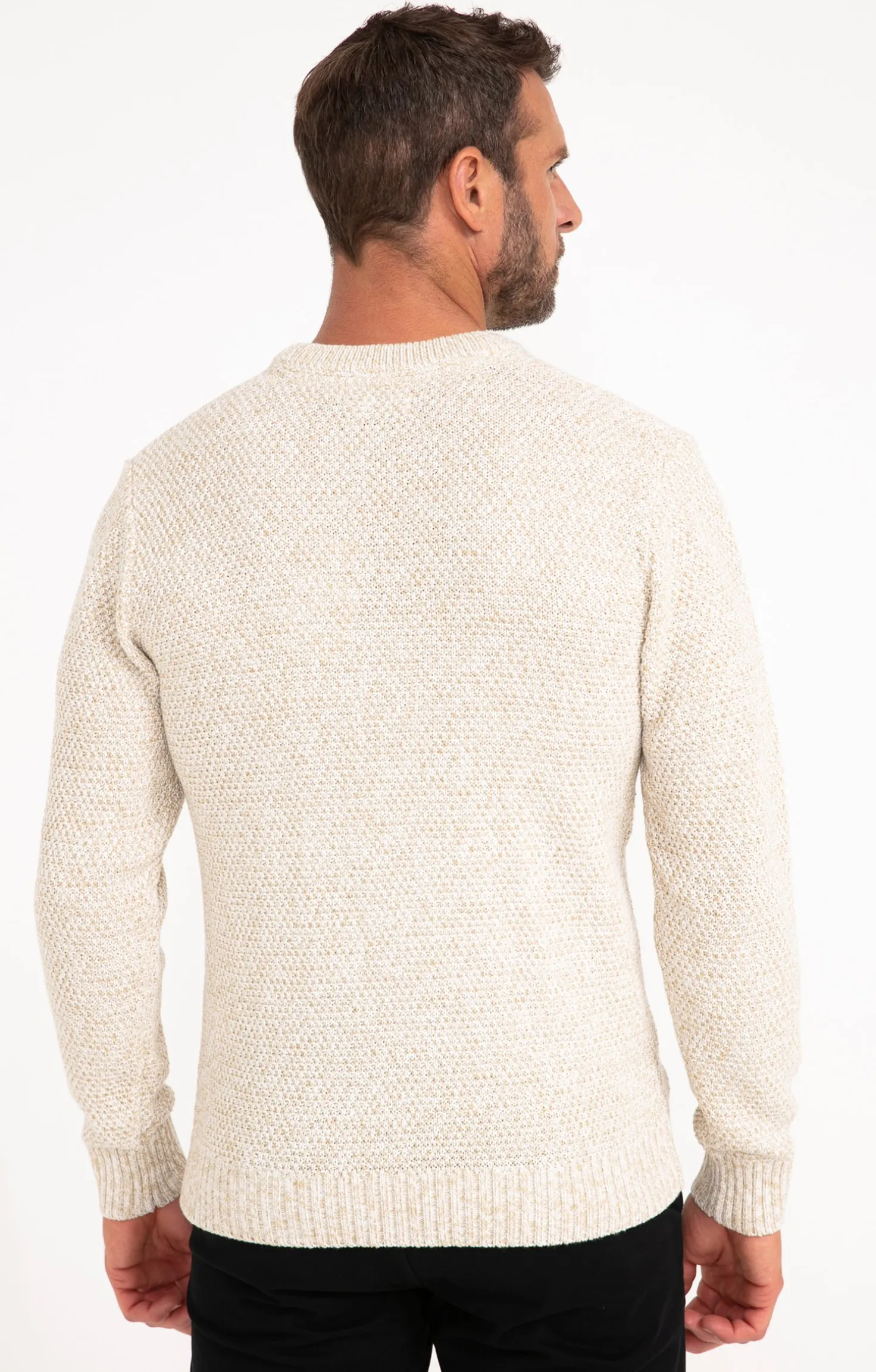 Pull col rond ecru -