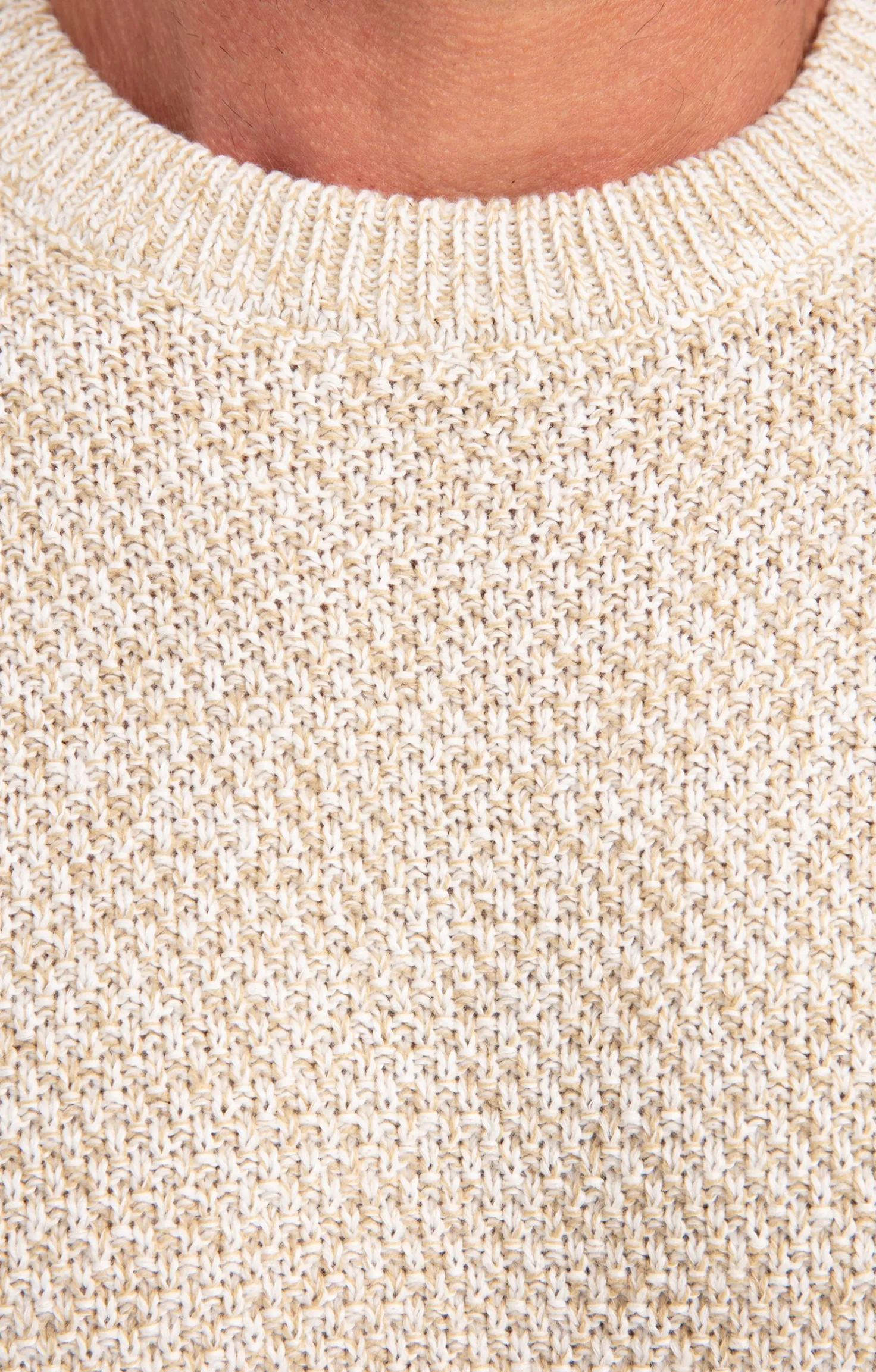 Pull col rond ecru -