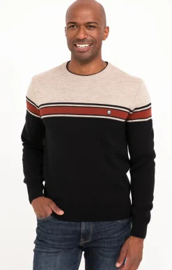 Pull col rond rayé -