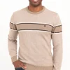 Pull col rond rayé -