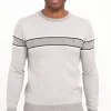 Pull col rond rayé -