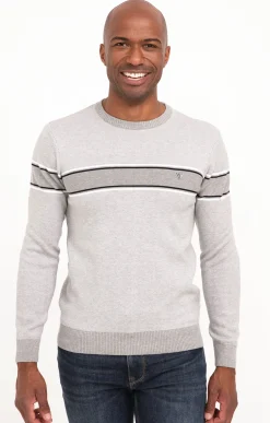 Pull col rond rayé -