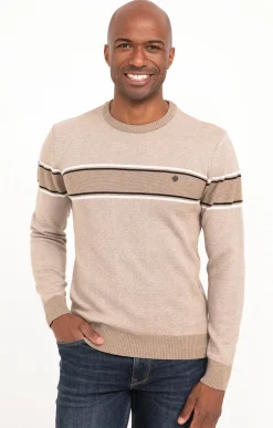 Pull col rond rayé -