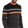 Pull col rond rayé -