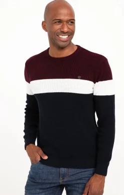 Pull col rond rayé -