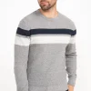 Pull col rond rayé -