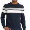 Pull col rond rayé -