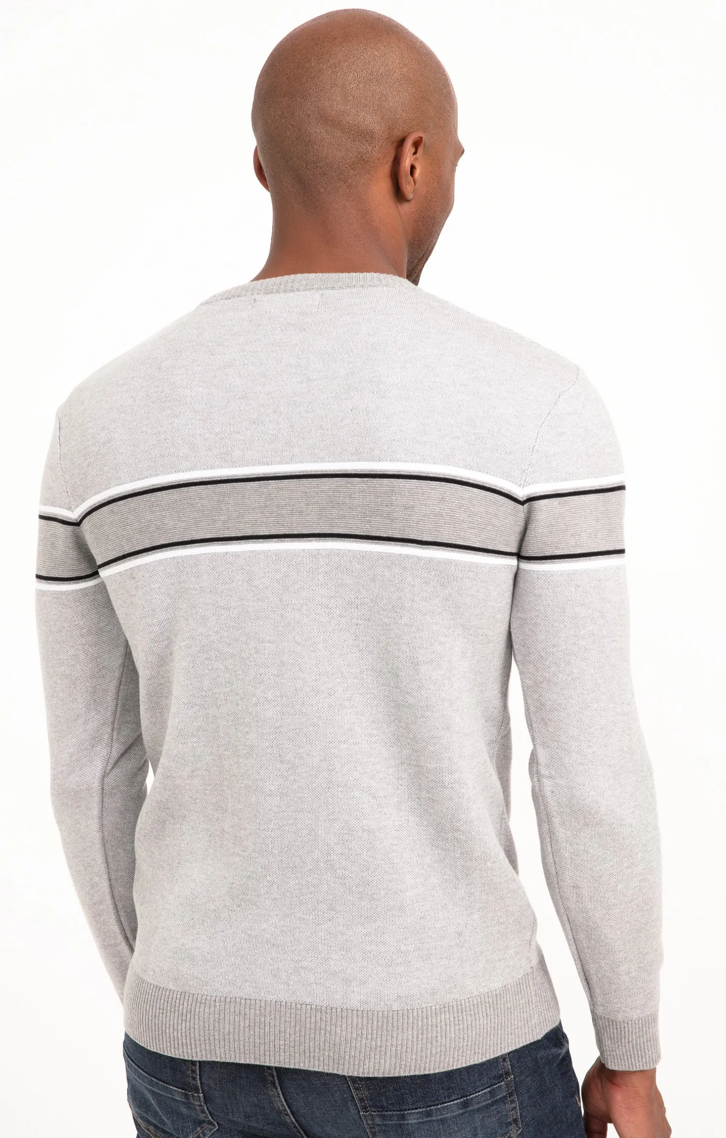 Pull col rond rayé -