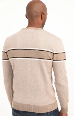 Pull col rond rayé -