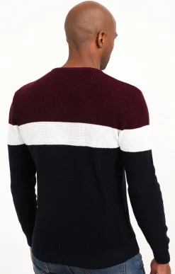 Pull col rond rayé -
