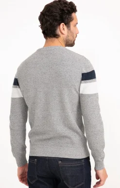 Pull col rond rayé -