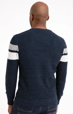 Pull col rond rayé -