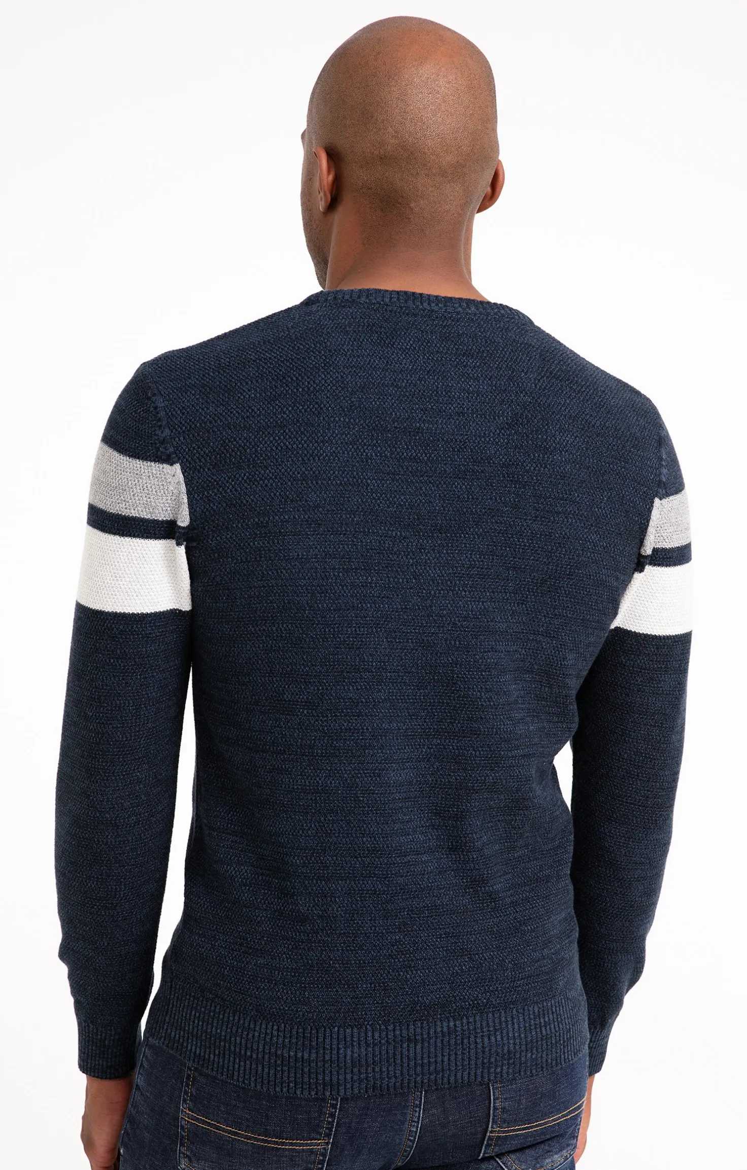 Pull col rond rayé -