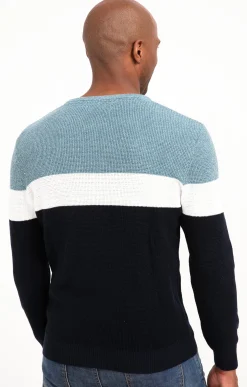 Pull col rond rayé -
