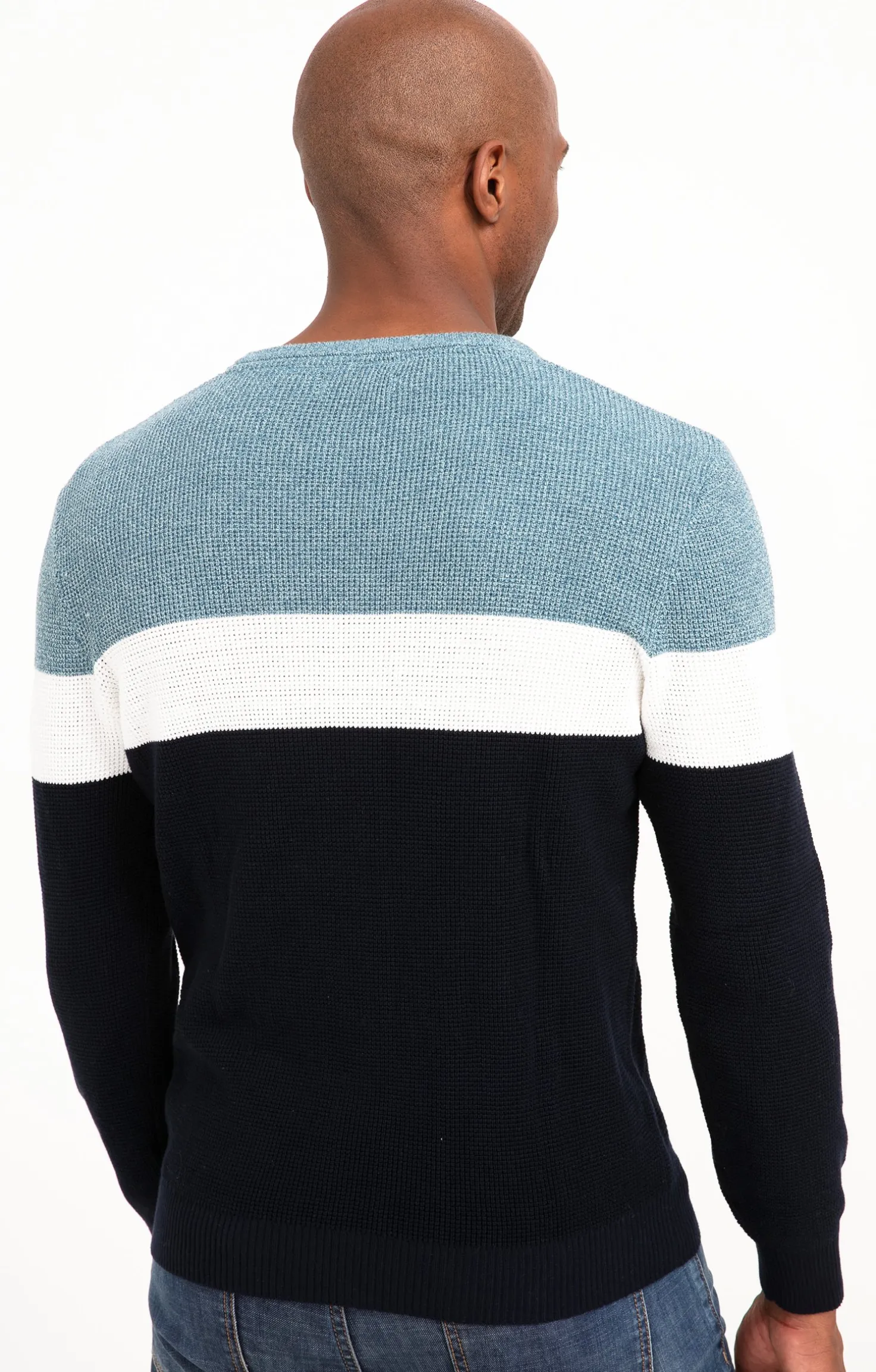 Pull col rond rayé -