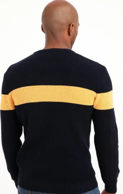 Pull col rond rayé -