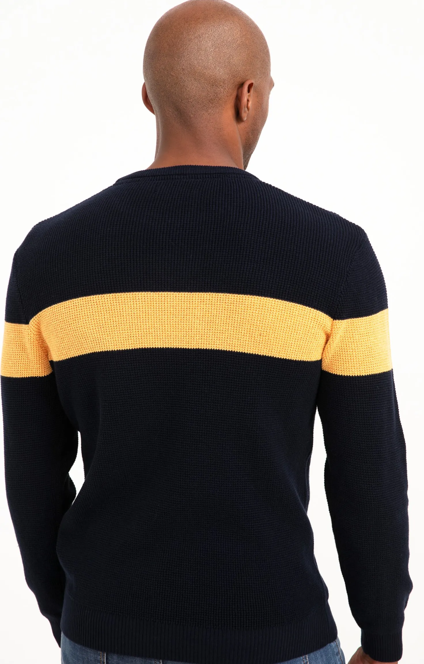 Pull col rond rayé -