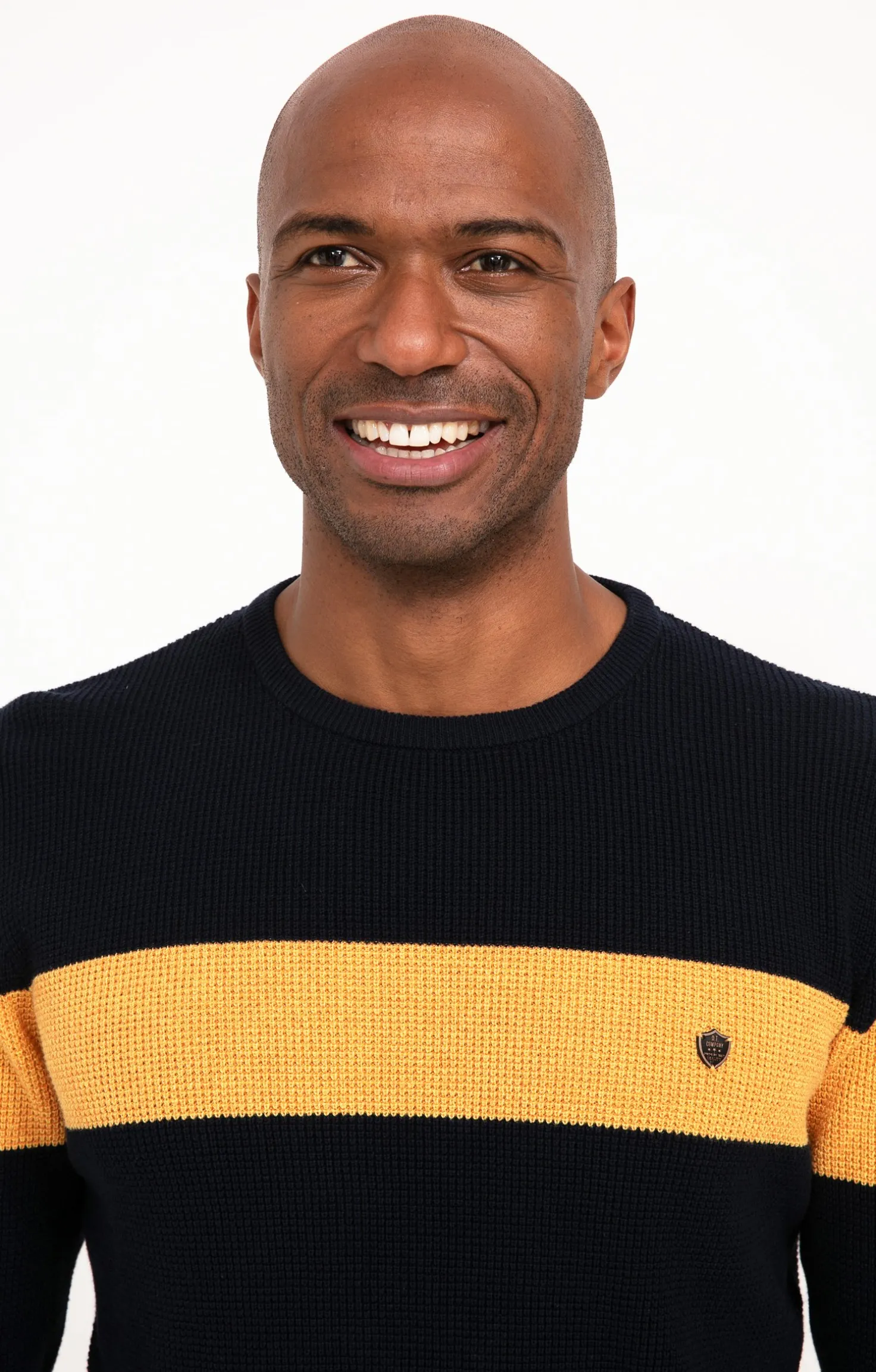 Pull col rond rayé -
