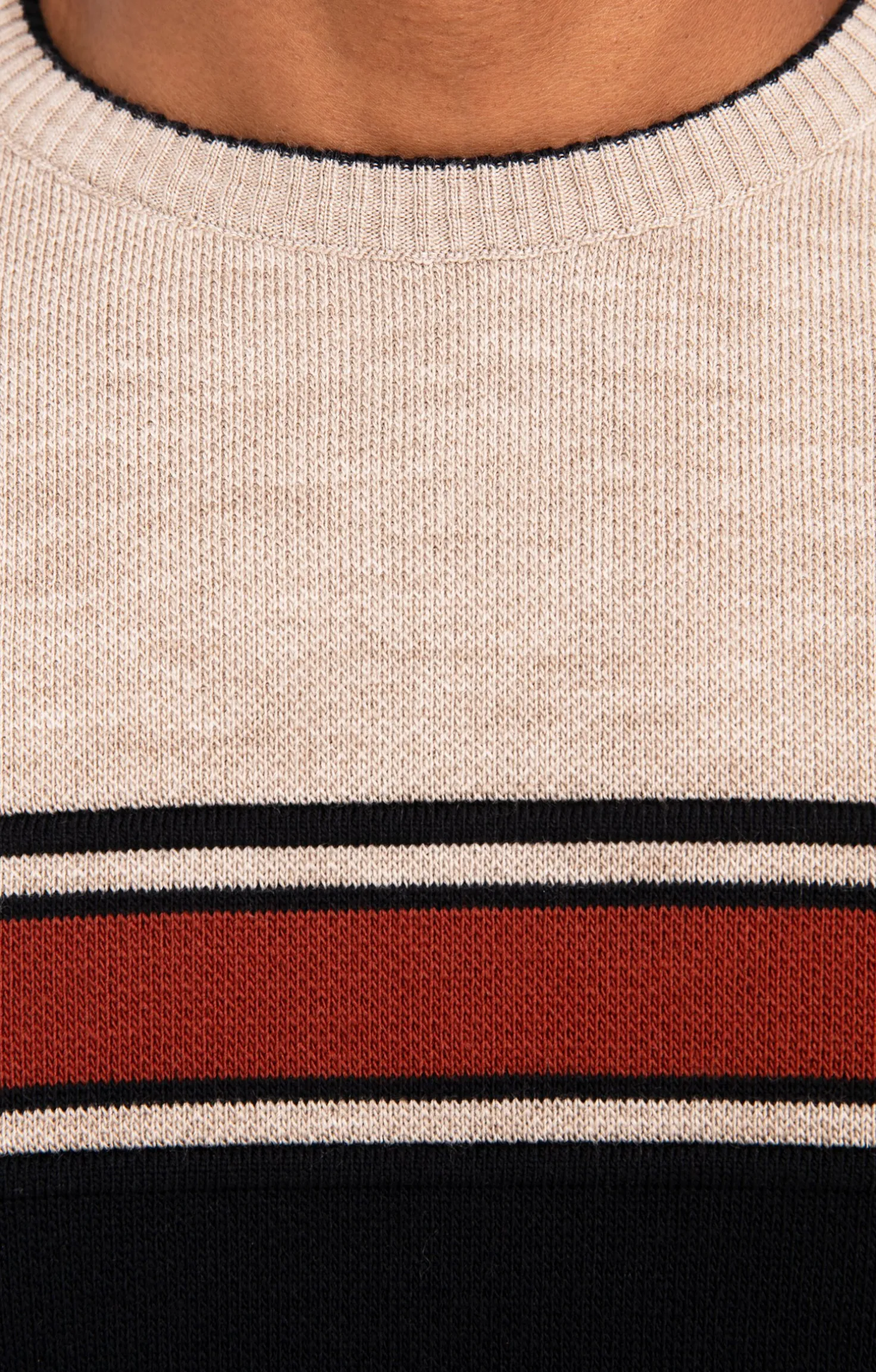 Pull col rond rayé -