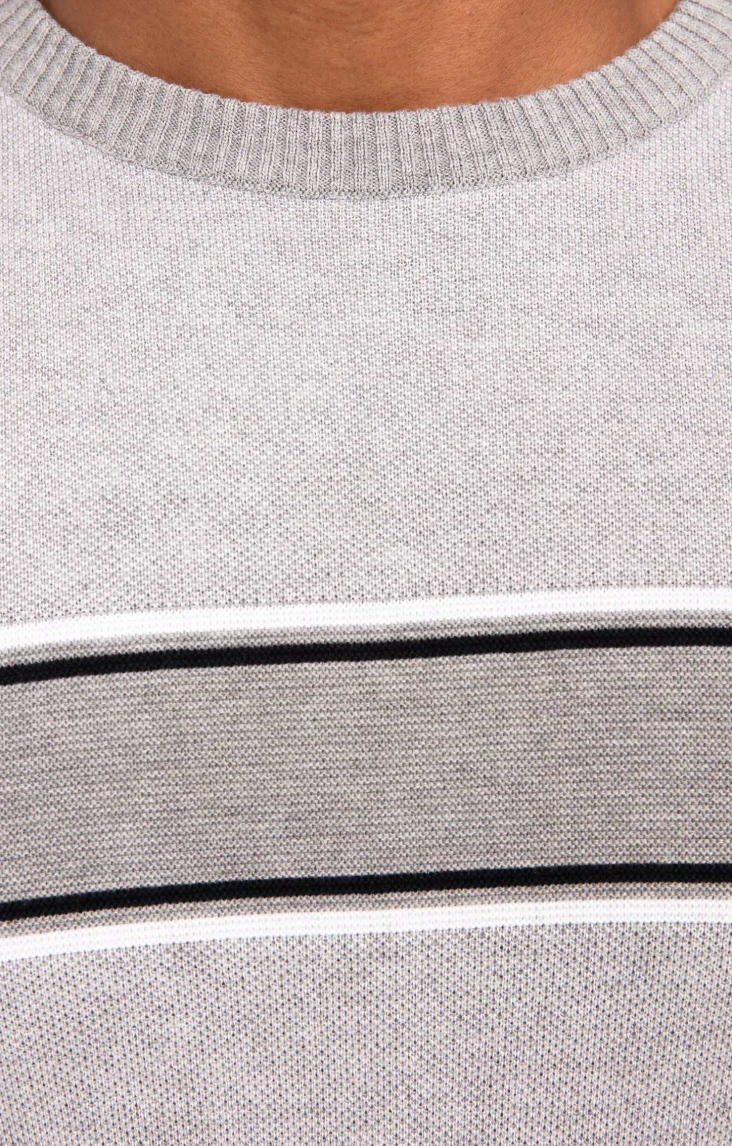 Pull col rond rayé -