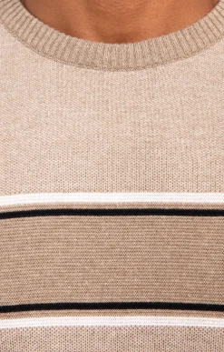 Pull col rond rayé -