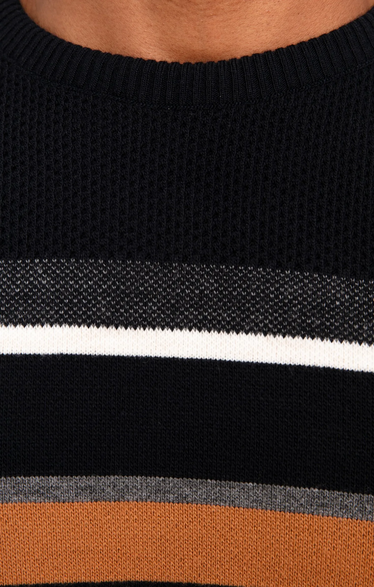 Pull col rond rayé -