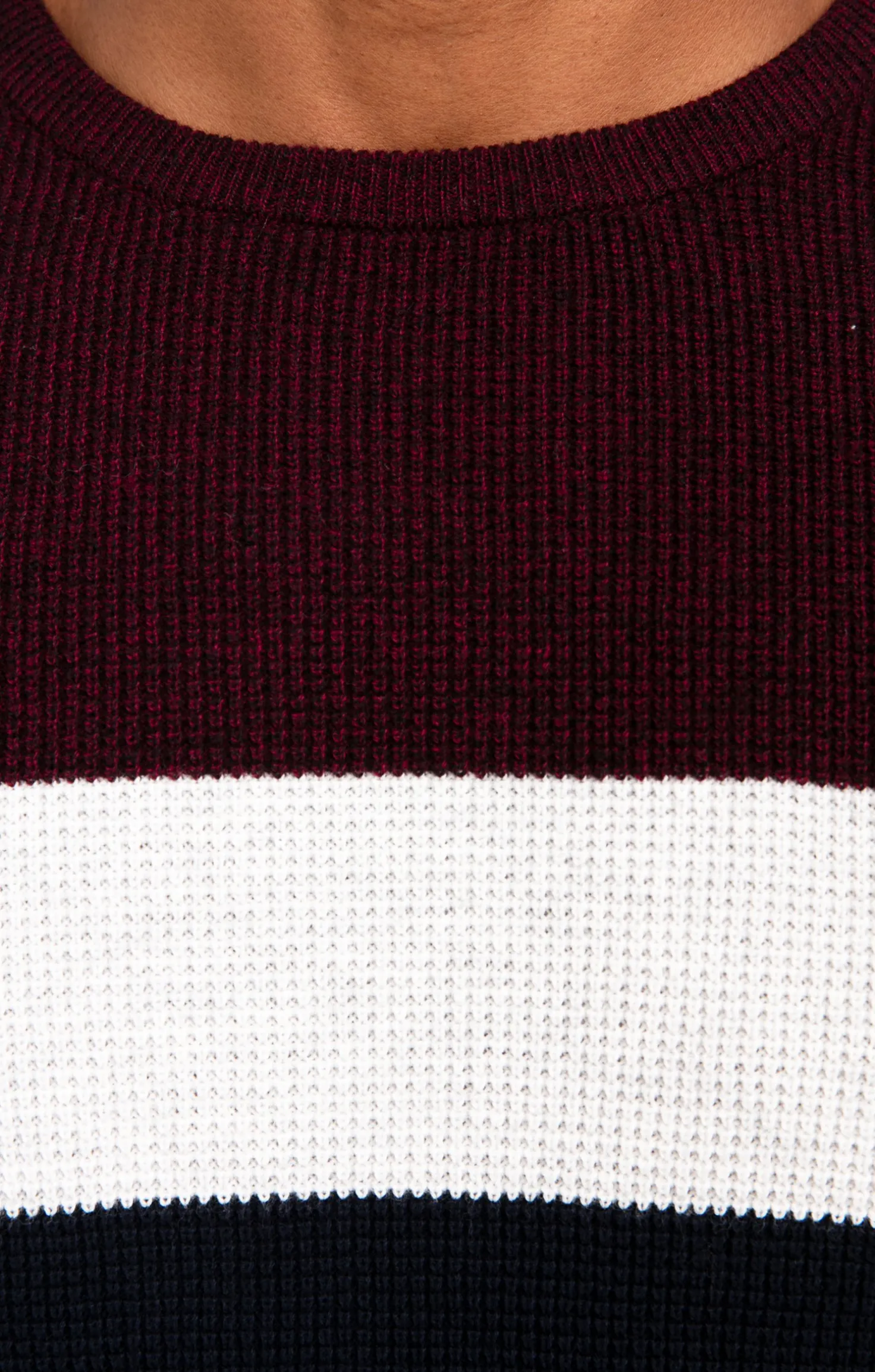 Pull col rond rayé -
