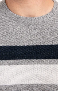 Pull col rond rayé -