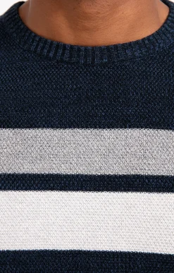 Pull col rond rayé -