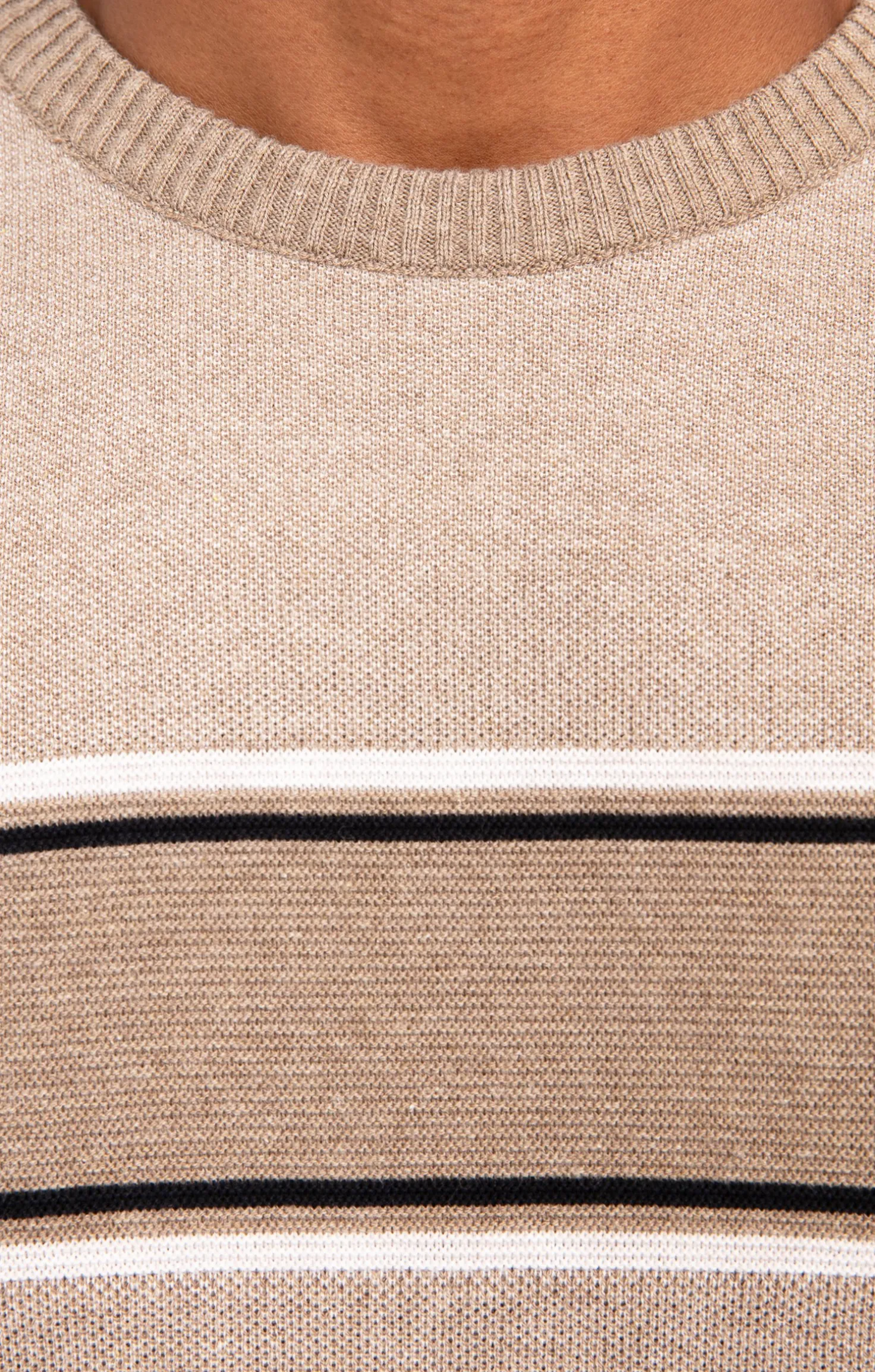 Pull col rond rayé -