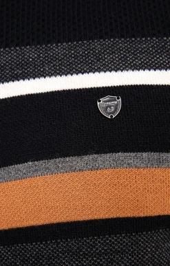 Pull col rond rayé -