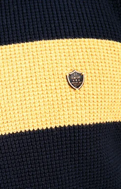 Pull col rond rayé -