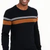 Pull col rond rayure placée -