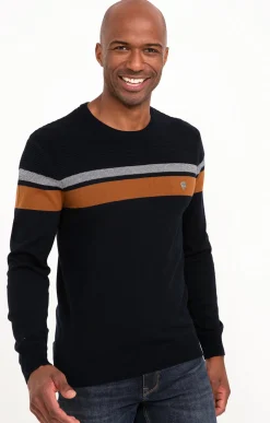 Pull col rond rayure placée -