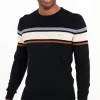 Pull col rond rayure placée -