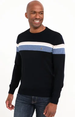 Pull col rond rayure placée -
