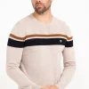 Pull col rond rayure placée -
