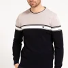 Pull col rond rayure placée -