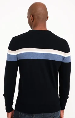 Pull col rond rayure placée -