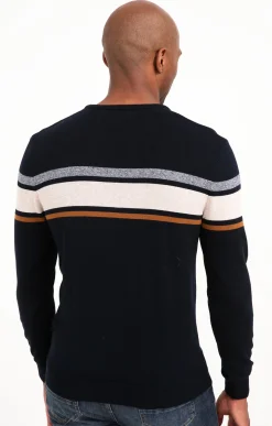 Pull col rond rayure placée -