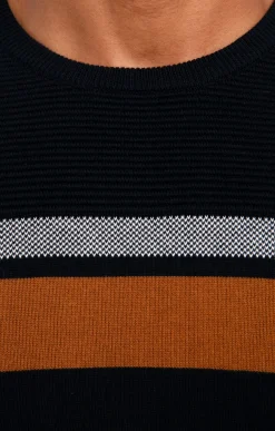 Pull col rond rayure placée -