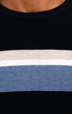 Pull col rond rayure placée -