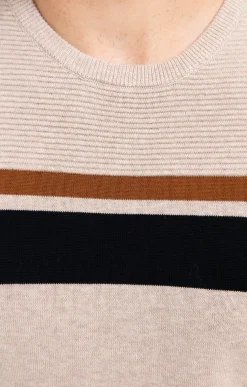 Pull col rond rayure placée -