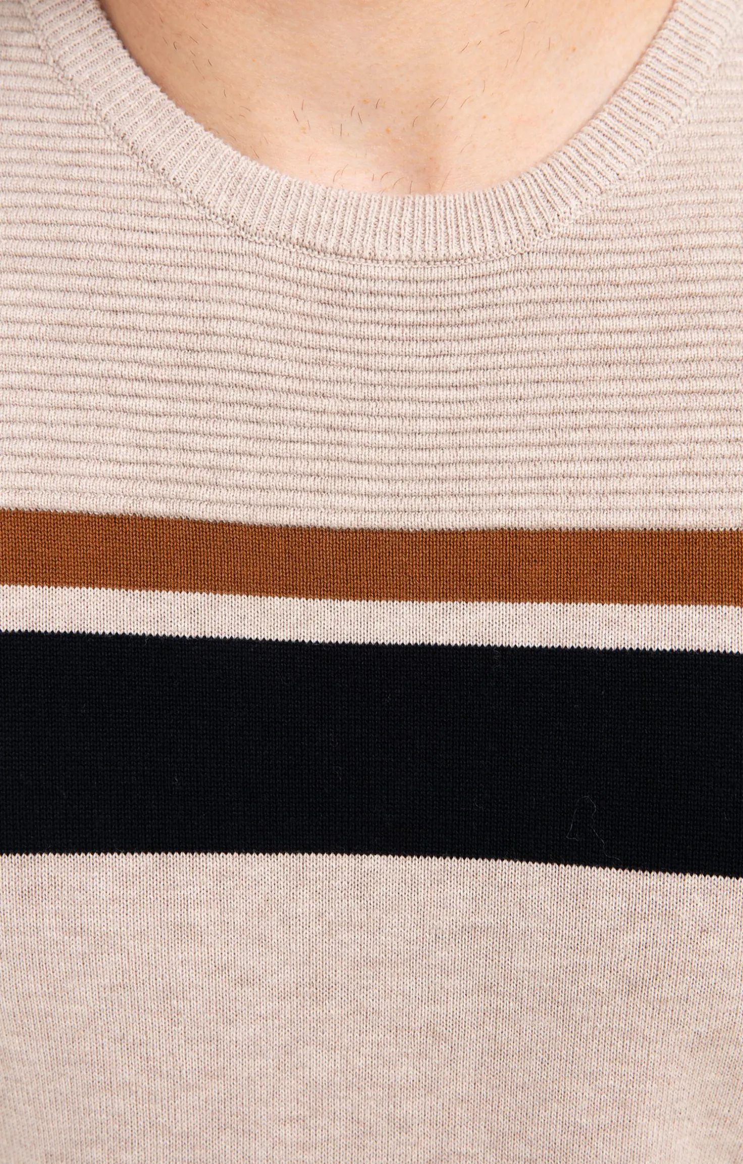 Pull col rond rayure placée -