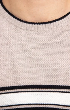 Pull col rond rayure placée -