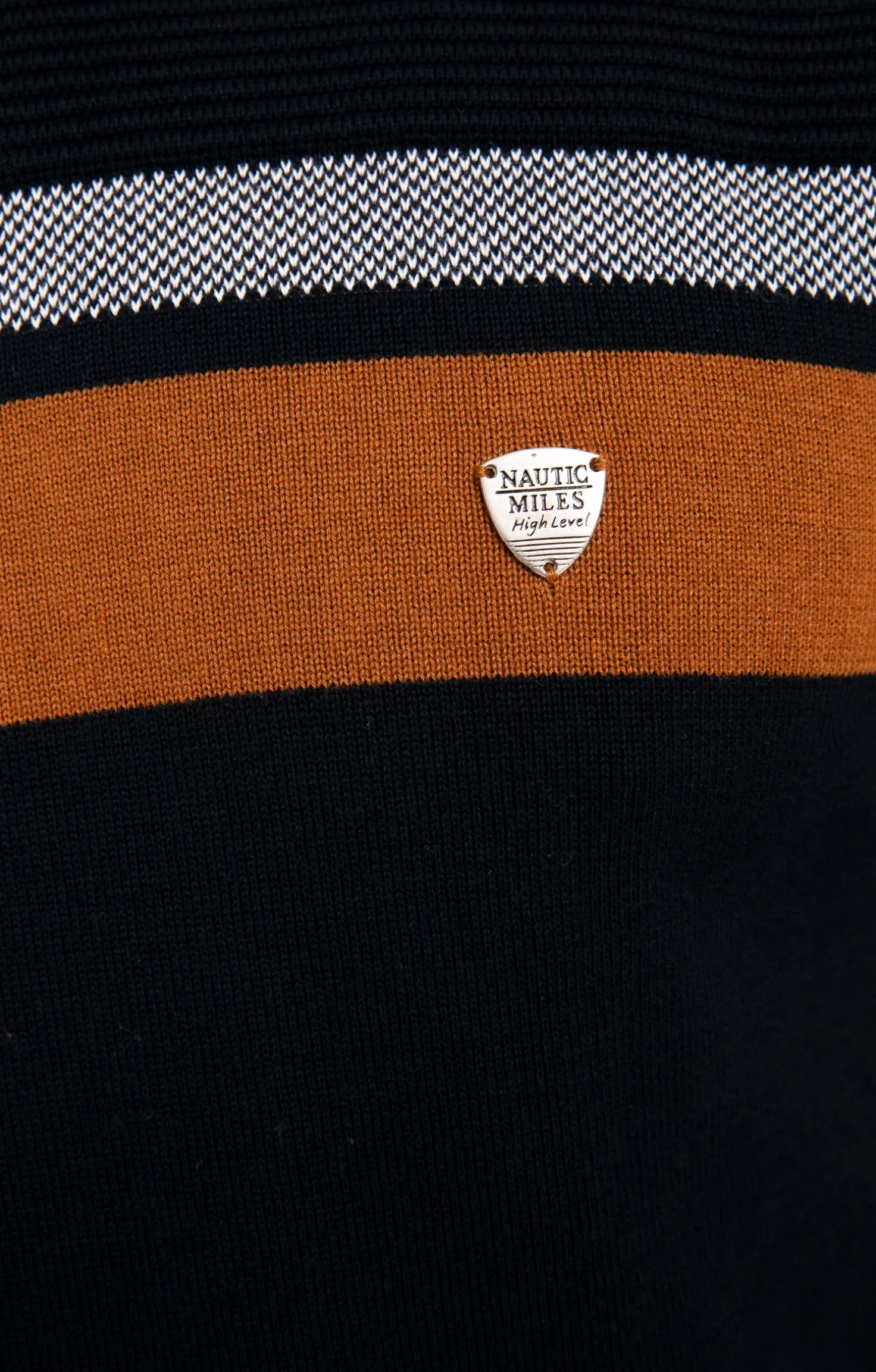 Pull col rond rayure placée -