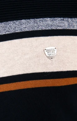 Pull col rond rayure placée -