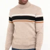 Pull col roulé rayé -